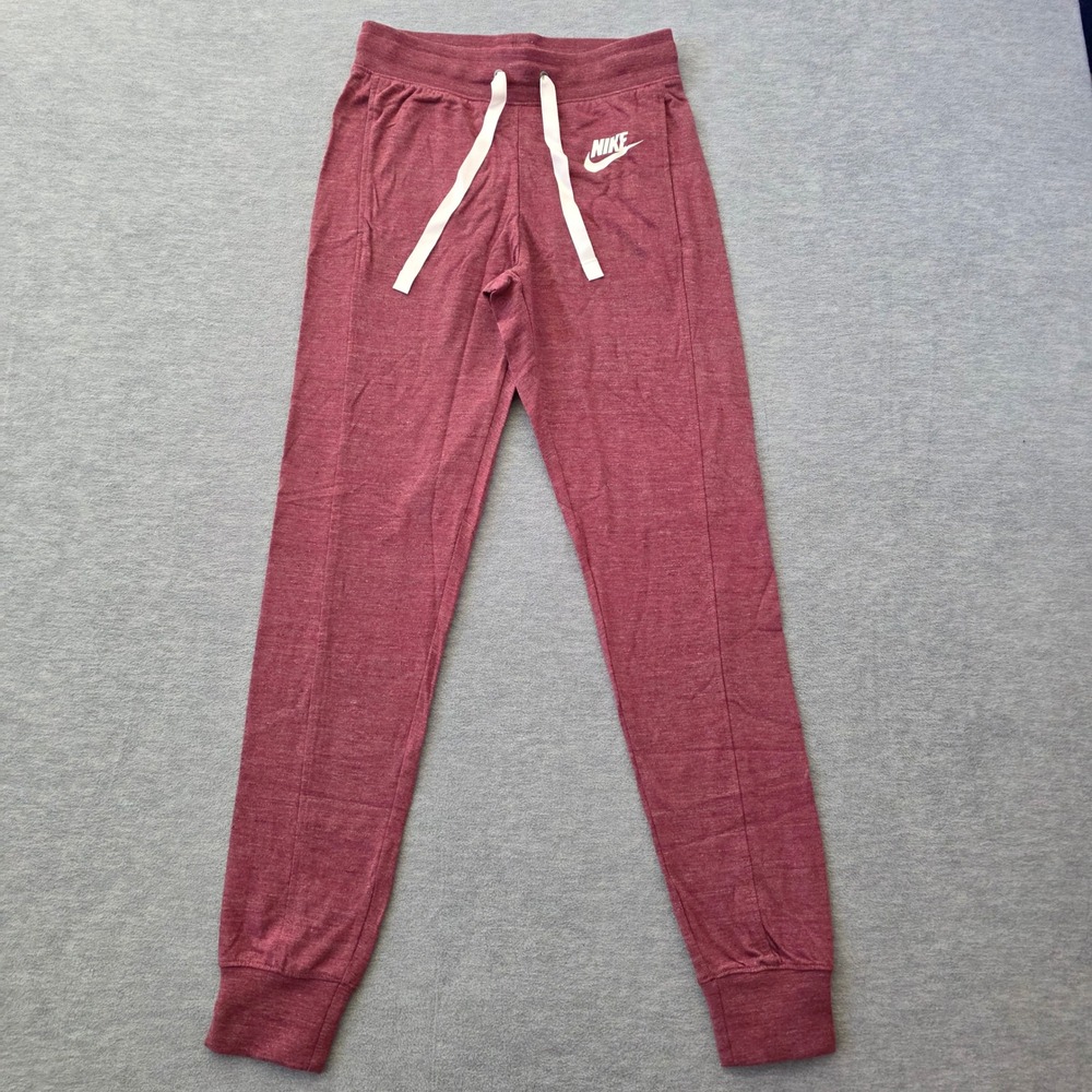 Nike Womens Jogger Sweatpants Red Heathered Drawstring Logo XS NWT 854957 650